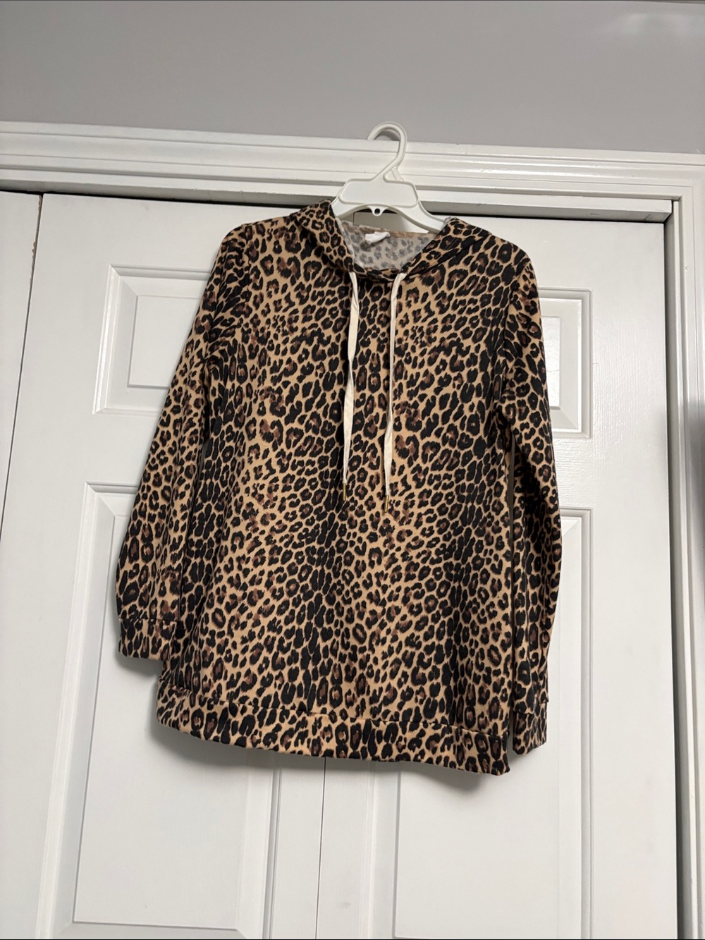 Leopard Print Pullover Hoodie - Brown/Black